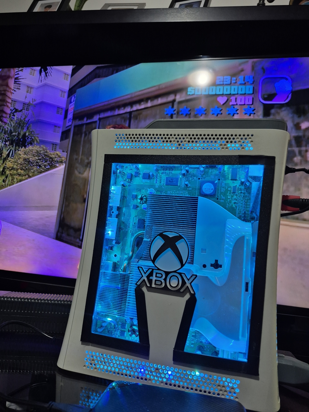 Xbox Console with Blue LED Showcase And 150 Games!!!